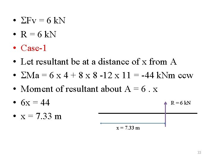  • • Fv = 6 k. N R = 6 k. N Case-1
