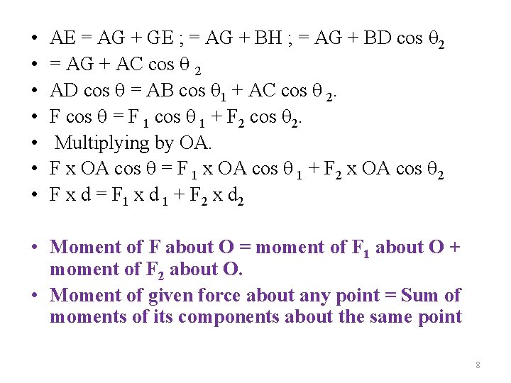  • • AE = AG + GE ; = AG + BH ;