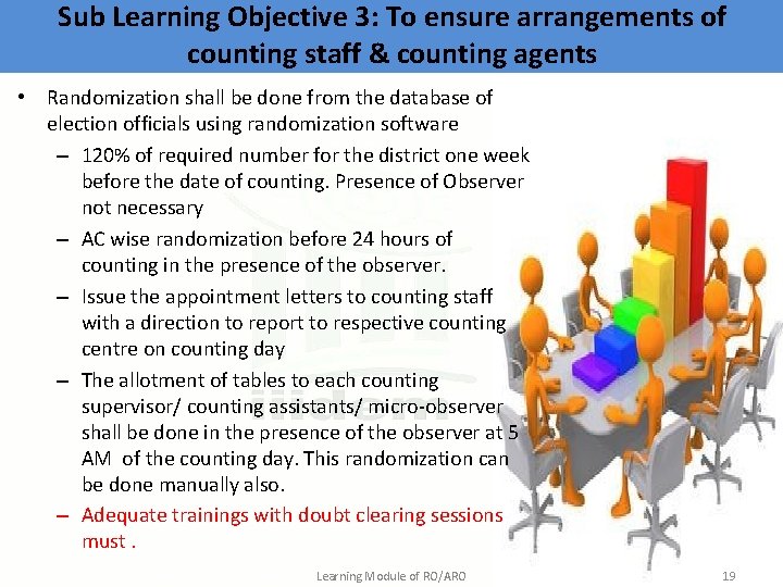 Sub Learning Objective 3: To ensure arrangements of counting staff & counting agents •