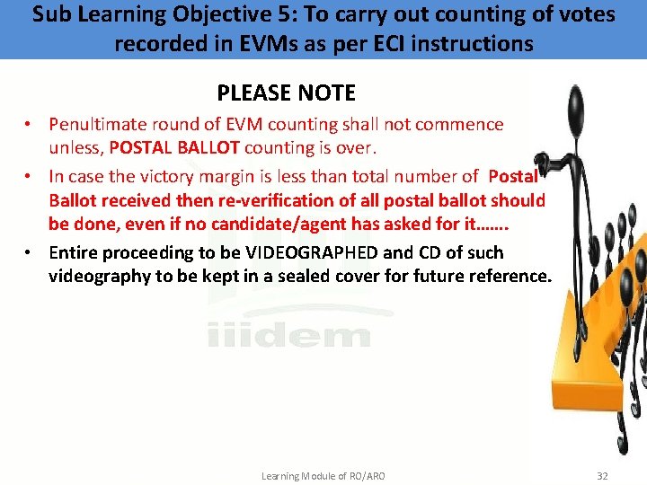 Sub Learning Objective 5: To carry out counting of votes recorded in EVMs as