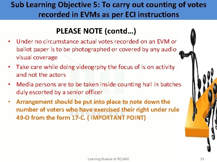 Sub Learning Objective 5: To carry out counting of votes recorded in EVMs as