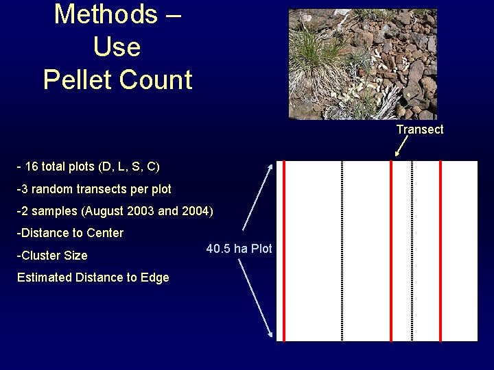 Methods – Use Pellet Count Transect - 16 total plots (D, L, S, C)