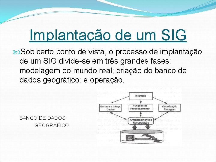 Implantação de um SIG Sob certo ponto de vista, o processo de implantação de