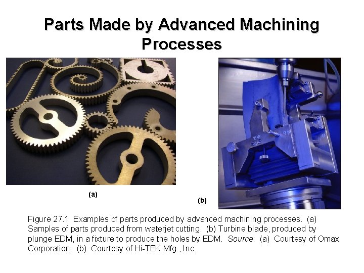 Parts Made by Advanced Machining Processes (a) (b) Figure 27. 1 Examples of parts