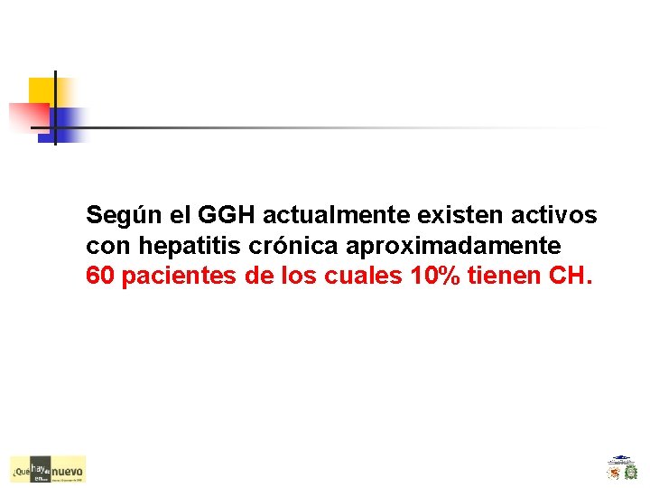 Según el GGH actualmente existen activos con hepatitis crónica aproximadamente 60 pacientes de los