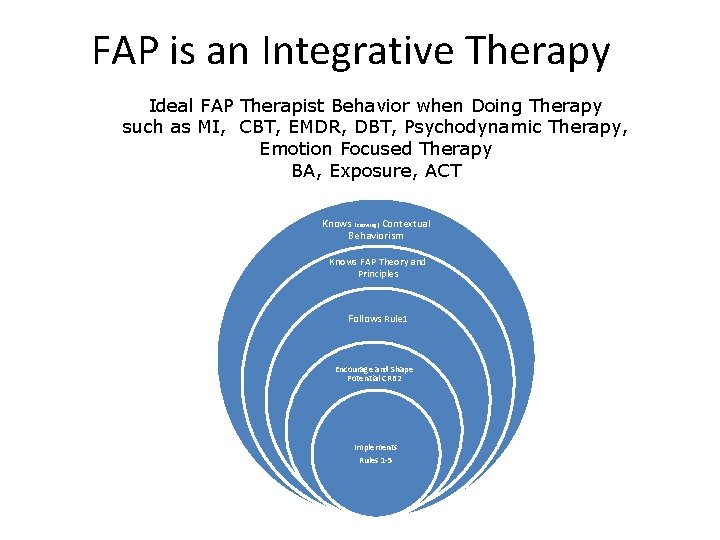 FAP is an Integrative Therapy Ideal FAP Therapist Behavior when Doing Therapy such as