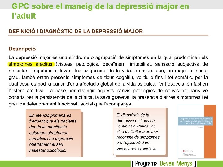 GPC sobre el maneig de la depressió major en l’adult 