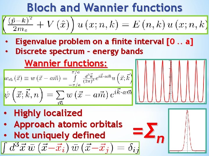 Bloch and Wannier functions • Eigenvalue problem on a finite interval [0. . a]