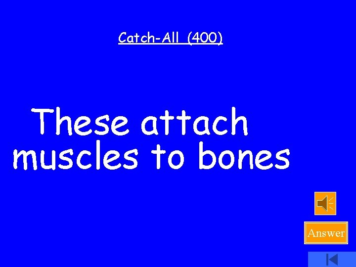 Catch-All (400) These attach muscles to bones Answer 