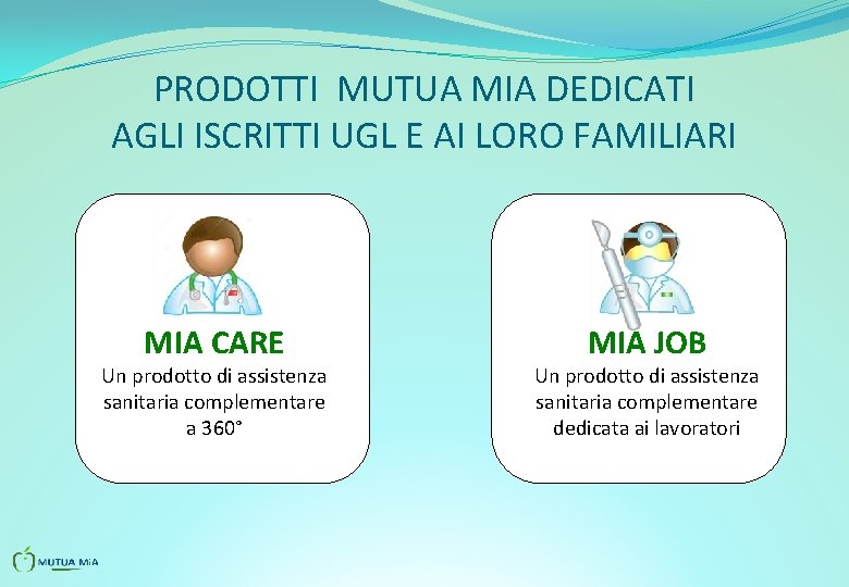 PRODOTTI MUTUA MIA DEDICATI AGLI ISCRITTI UGL E AI LORO FAMILIARI MIA CARE Un