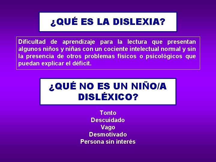 ¿QUÉ ES LA DISLEXIA? Dificultad de aprendizaje para la lectura que presentan algunos niños