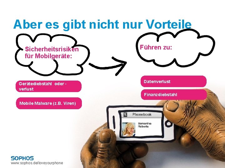 Aber es gibt nicht nur Vorteile Sicherheitsrisiken für Mobilgeräte: Gerätediebstahl oder verlust Führen zu: