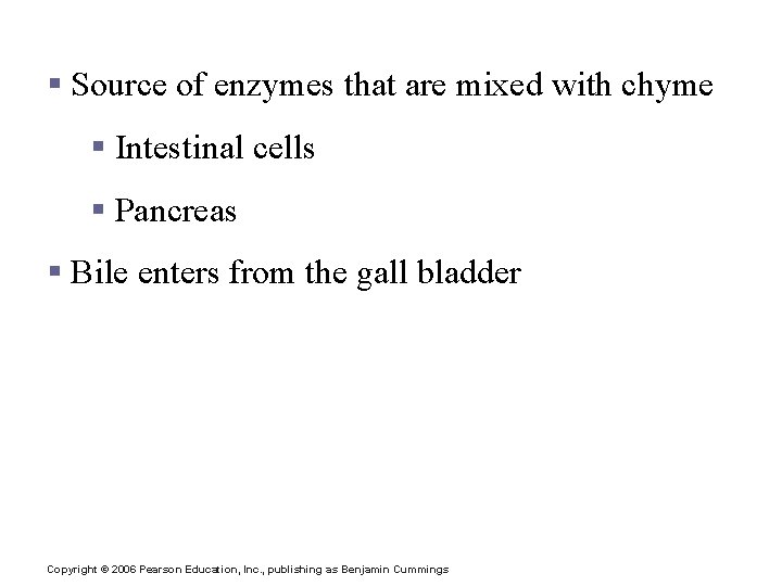 Chemical Digestion in the Small Intestine § Source of enzymes that are mixed with