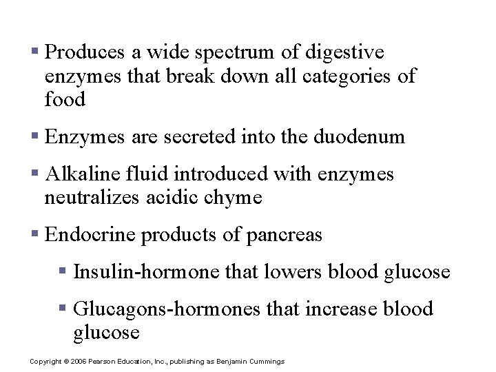 Pancreas § Produces a wide spectrum of digestive enzymes that break down all categories