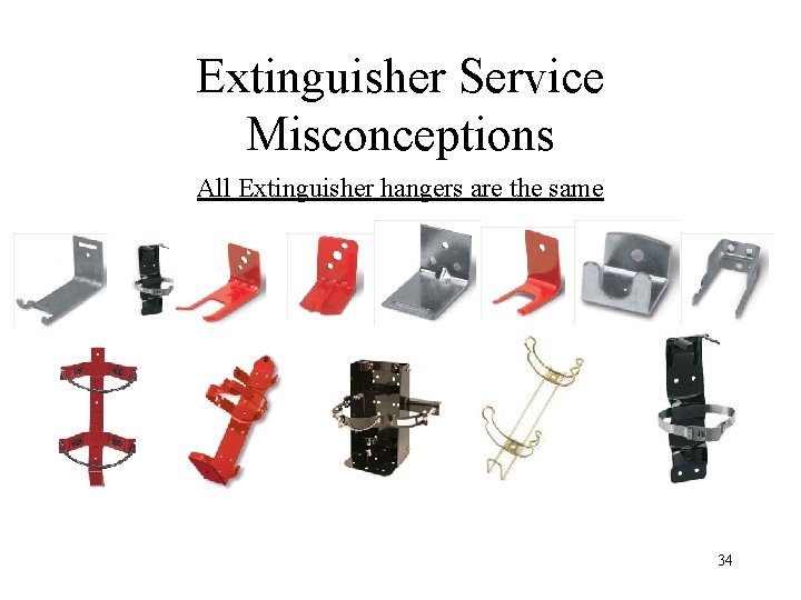 Extinguisher Service Misconceptions All Extinguisher hangers are the same 34 