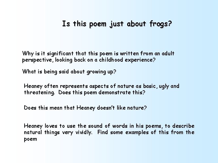Is this poem just about frogs? Why is it significant that this poem is