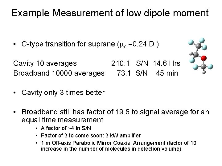 Example Measurement of low dipole moment • C-type transition for suprane (mc =0. 24