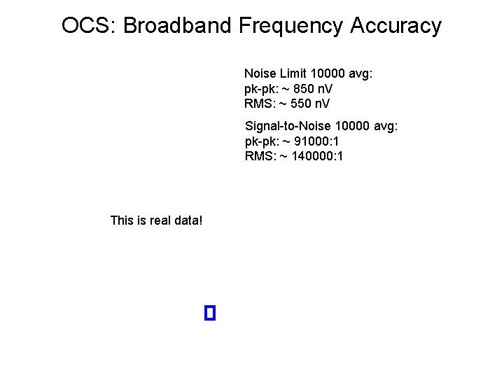 OCS: Broadband Frequency Accuracy Noise Limit 10000 avg: pk-pk: ~ 850 n. V RMS: