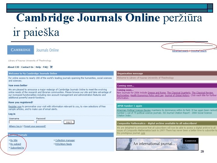  Cambridge Journals Online peržiūra ir paieška 29 