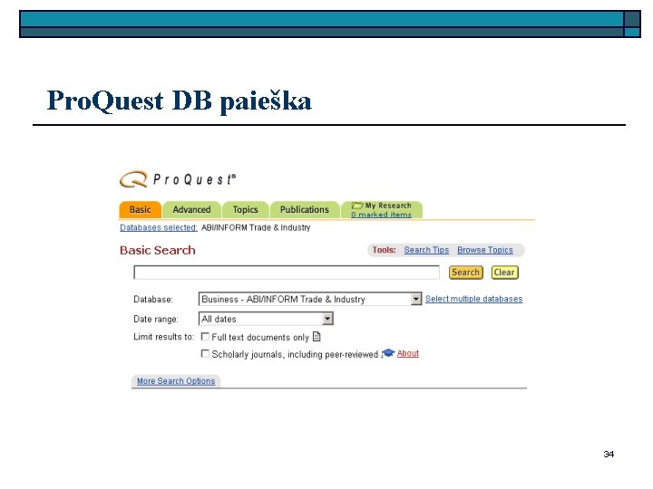  Pro. Quest DB paieška 34 