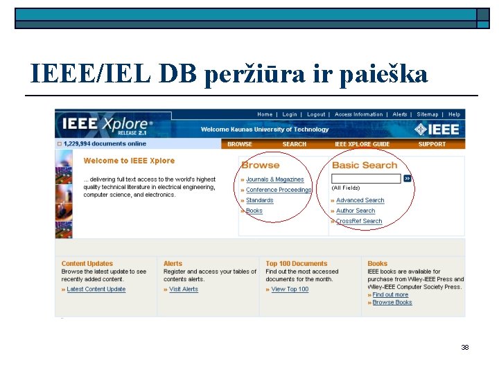 IEEE/IEL DB peržiūra ir paieška 38 