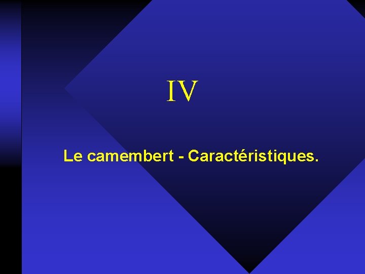 IV Le camembert - Caractéristiques. 