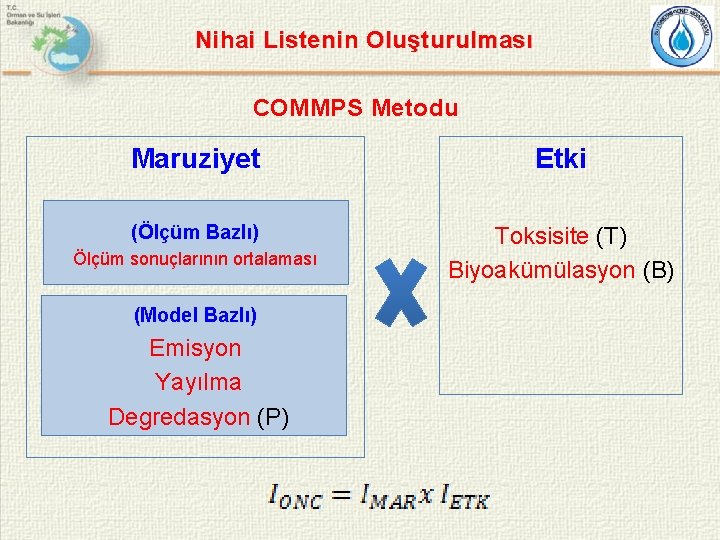 Nihai Listenin Oluşturulması COMMPS Metodu Maruziyet Etki (Ölçüm Bazlı) Toksisite (T) Biyoakümülasyon (B) Ölçüm