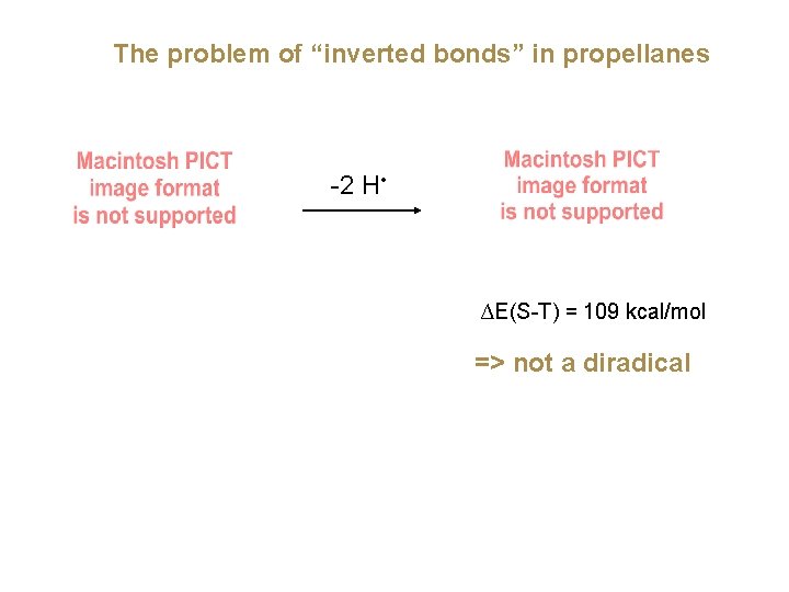 The problem of “inverted bonds” in propellanes -2 H • ∆E(S-T) = 109 kcal/mol