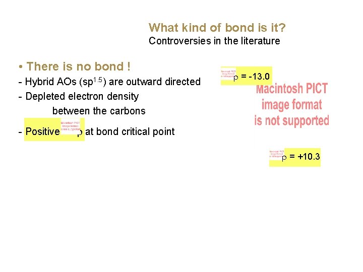 What kind of bond is it? Controversies in the literature • There is no