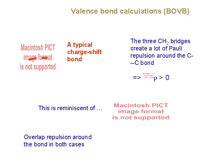 Valence bond calculations (BOVB) A typical charge-shift bond The three CH 2 bridges create
