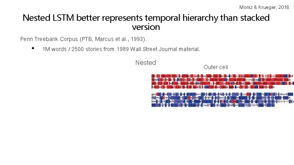 Moniz & Krueger, 2018 Nested LSTM better represents temporal hierarchy than stacked version Penn