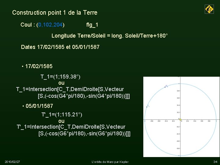 Construction point 1 de la Terre Coul : (0, 102, 204) flg_1 Longitude Terre/Soleil