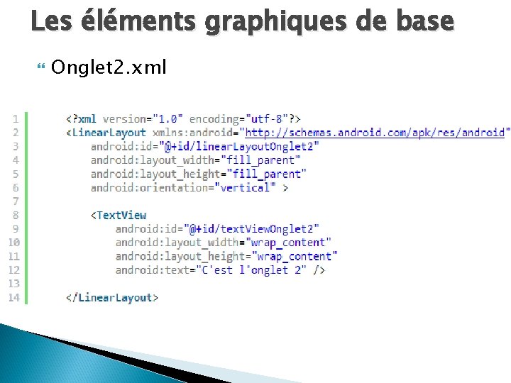 Les éléments graphiques de base Onglet 2. xml 