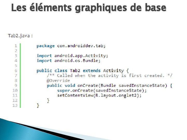 Les éléments graphiques de base 