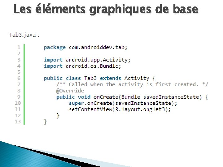 Les éléments graphiques de base 