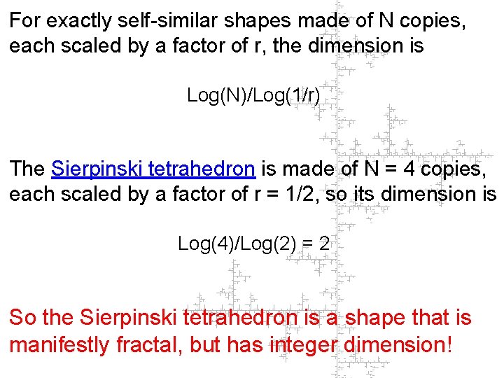 For exactly self-similar shapes made of N copies, each scaled by a factor of