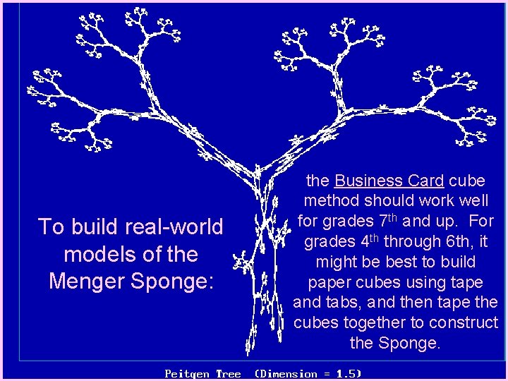 To build real-world models of the Menger Sponge: the Business Card cube method should