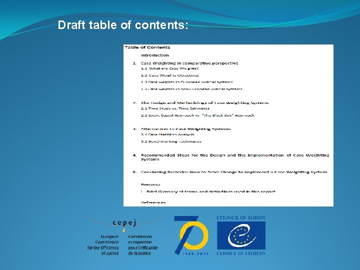 Draft table of contents: 