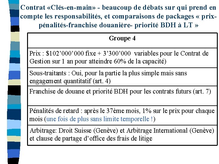 Contrat «Clés-en-main» - beaucoup de débats sur qui prend en compte les responsabilités, et