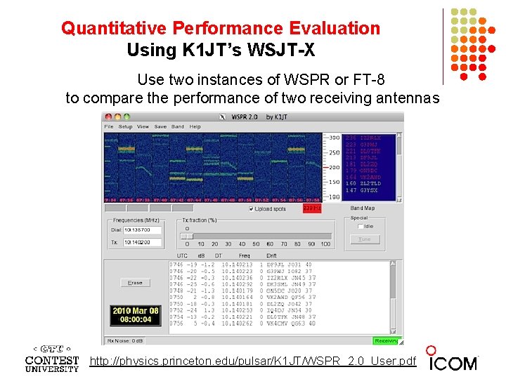 Quantitative Performance Evaluation Using K 1 JT’s WSJT-X Use two instances of WSPR or