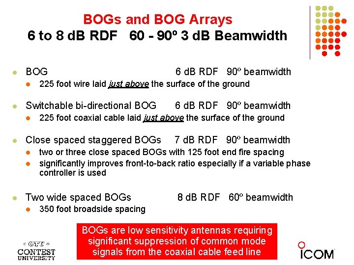 BOGs and BOG Arrays 6 to 8 d. B RDF 60 - 90º 3