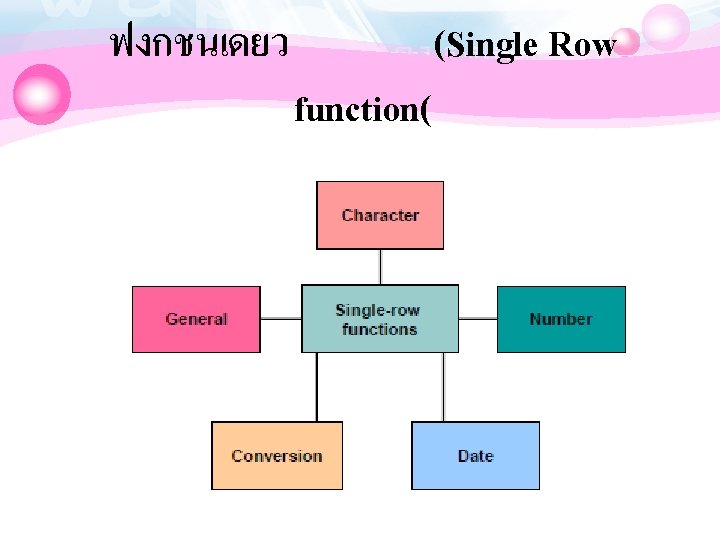 ฟงกชนเดยว function( (Single Row 