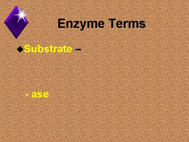 Enzyme Terms u. Substrate - ase – 