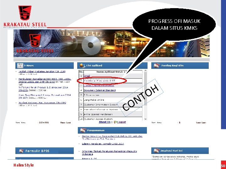 PROGRESS OFI MASUK DALAM SITUS KMKS H O T N O C Halim Style