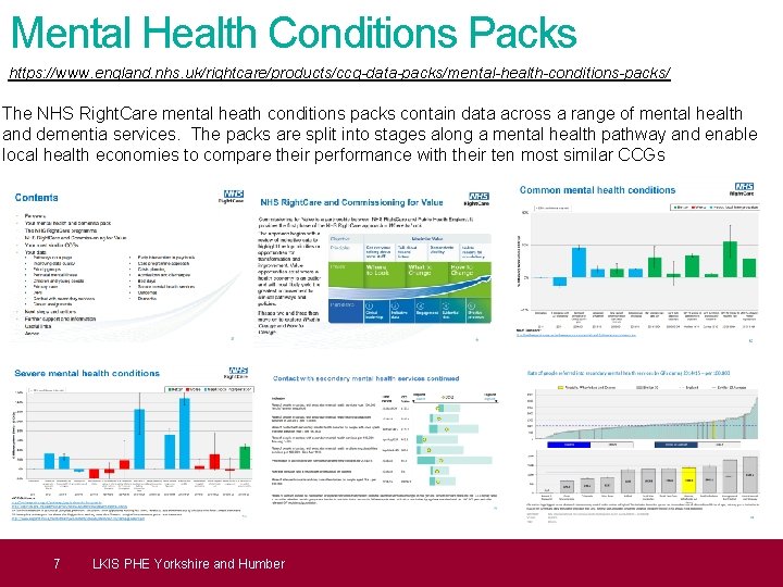 Mental Health Conditions Packs https: //www. england. nhs. uk/rightcare/products/ccg-data-packs/mental-health-conditions-packs/ The NHS Right. Care mental