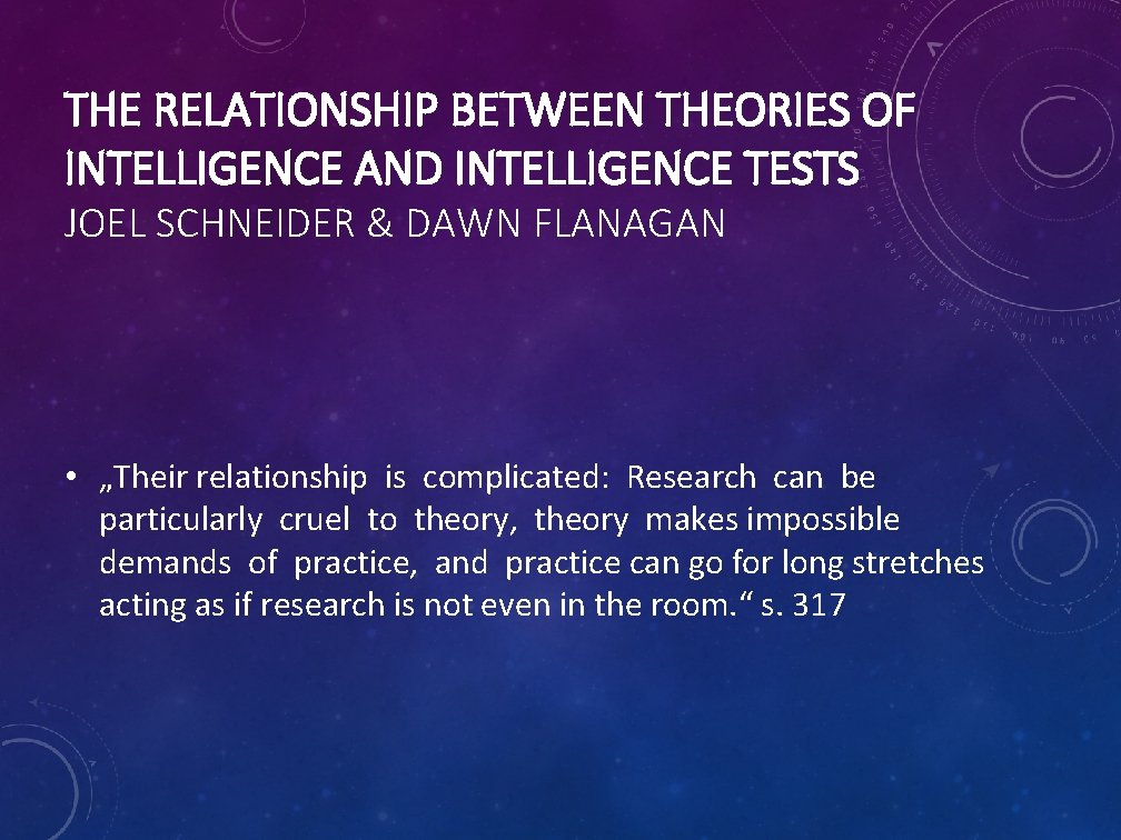 THE RELATIONSHIP BETWEEN THEORIES OF INTELLIGENCE AND INTELLIGENCE TESTS JOEL SCHNEIDER & DAWN FLANAGAN