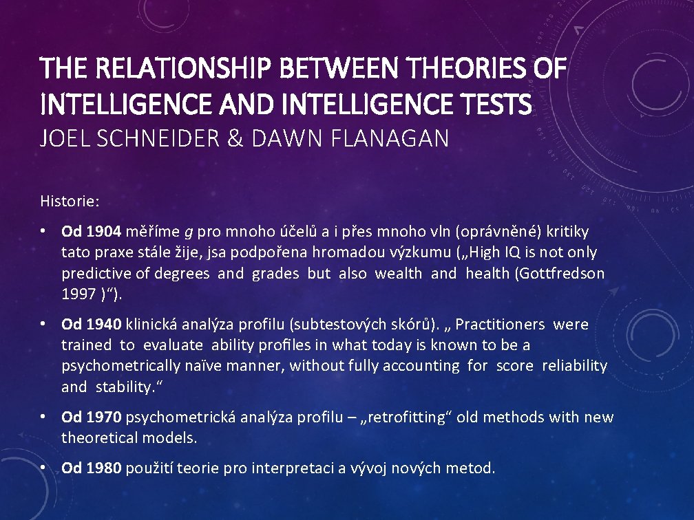 THE RELATIONSHIP BETWEEN THEORIES OF INTELLIGENCE AND INTELLIGENCE TESTS JOEL SCHNEIDER & DAWN FLANAGAN