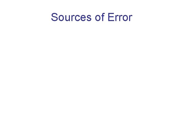 Sources of Error 