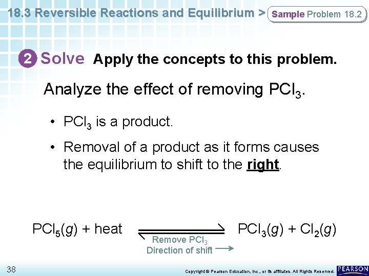 18. 3 Reversible Reactions and Equilibrium > Sample Problem 18. 2 2 Solve Apply