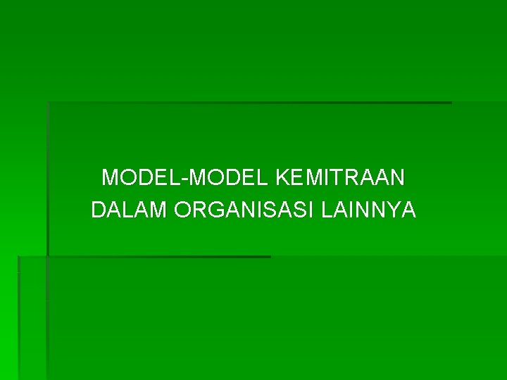 MODEL-MODEL KEMITRAAN DALAM ORGANISASI LAINNYA 